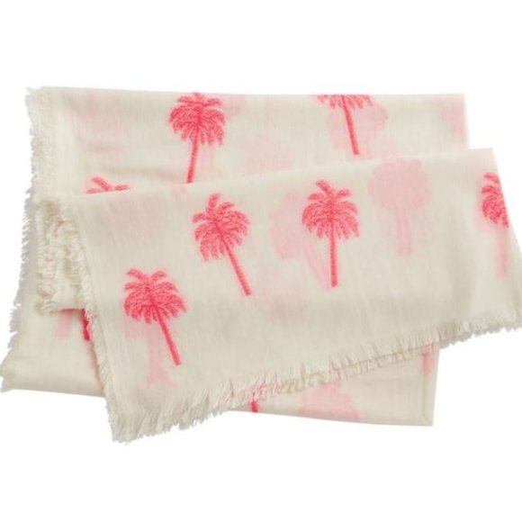 Mud Pie Accessories - Mud Pie | Jacquard Icon Scarf | Embrodered Neon Pink Palm Trees | OS
